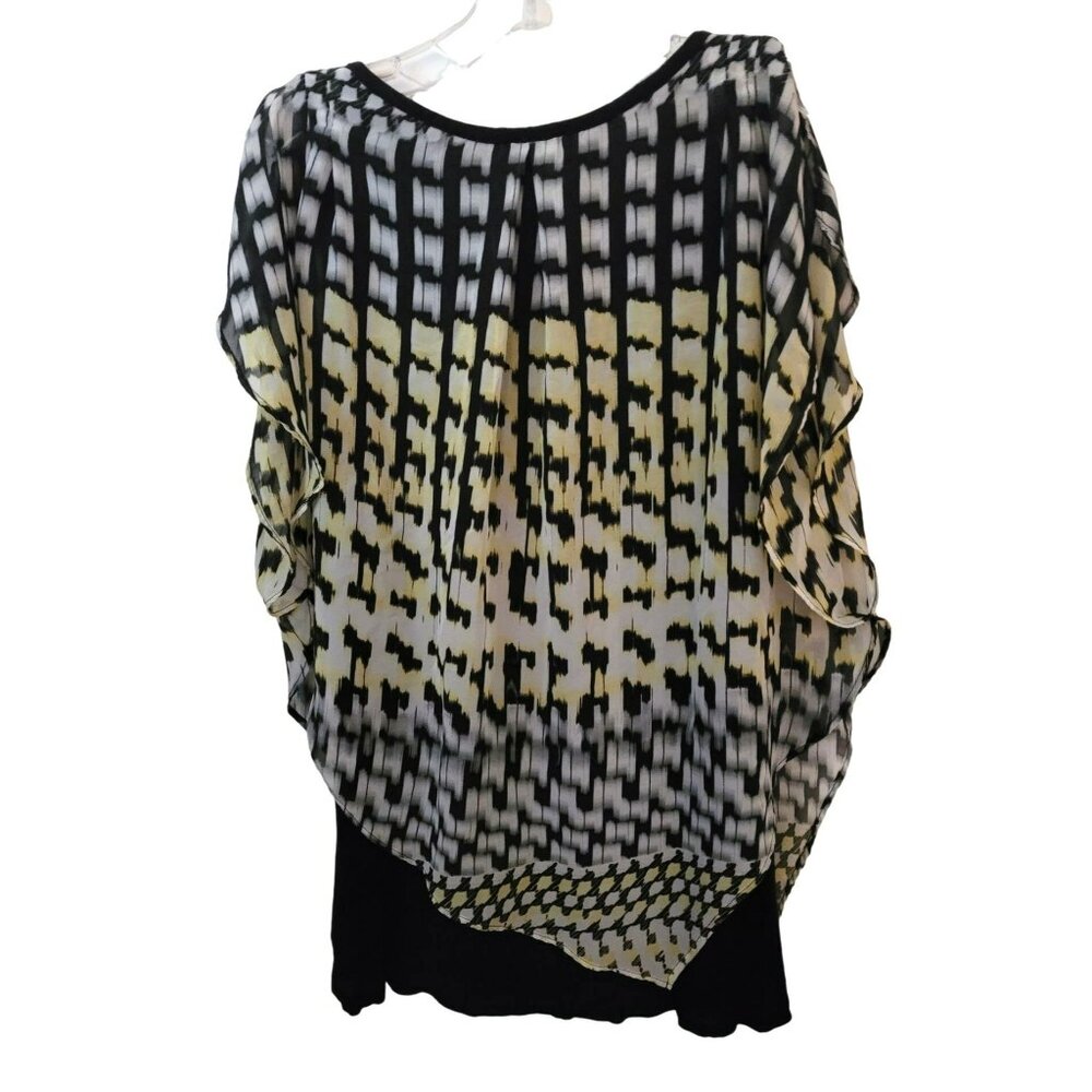 Women's Top Flowing Dressy Black and Yellow Lined Size Large JH1701150